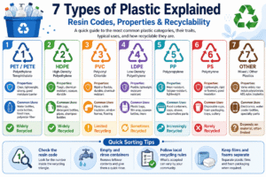 7 tipos de plástico explicados: códigos de resina, propriedades e reciclabilidade