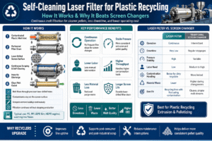 Filtro a laser autolimpante para reciclagem de plástico: como funciona e por que bate nos trocadores de tela