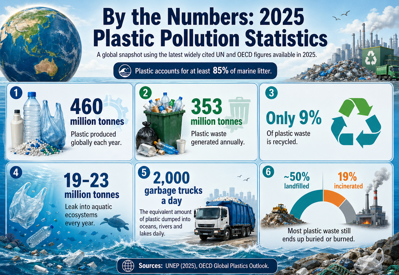 Pelos Números: Estatísticas de Poluição Plástica de 2025