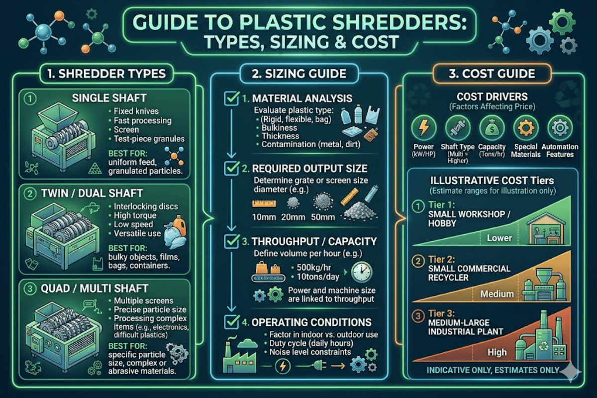Tipos de trituradores de plástico, dimensionamento e guia de custos
