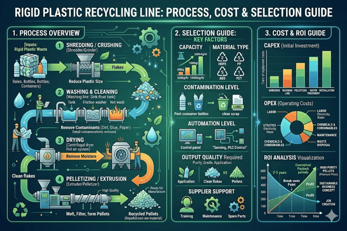 Guia de processo, custo e seleção de linha de reciclagem de plástico rígido