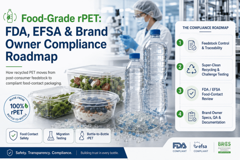 RPET de nível alimentar: Roteiro de conformidade da FDA, EFSA e proprietários de marcas