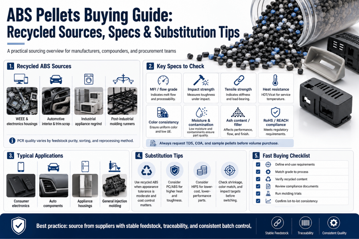 ABS Pellets Buying Guide: Recycled Sources, Specs & Substitution Tips