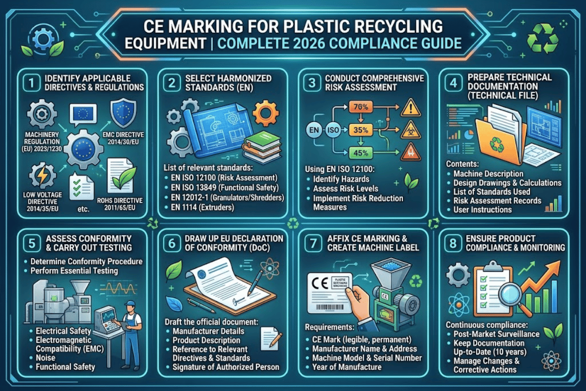 Marcação CE para equipamentos de reciclagem de plástico: um guia completo de conformidade para 2026