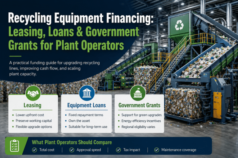 Recycling Equipment Financing: Leasing, Loans & Government Grants for Plant Operators