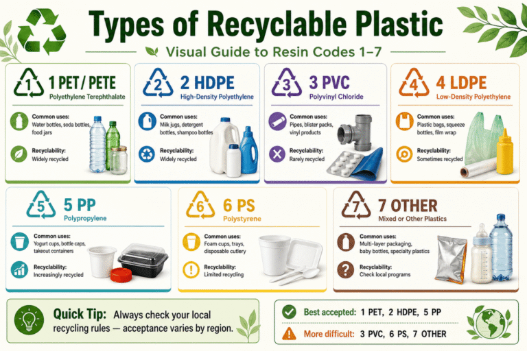 Types of Recyclable Plastic: Visual Guide to Resin Codes 1-7