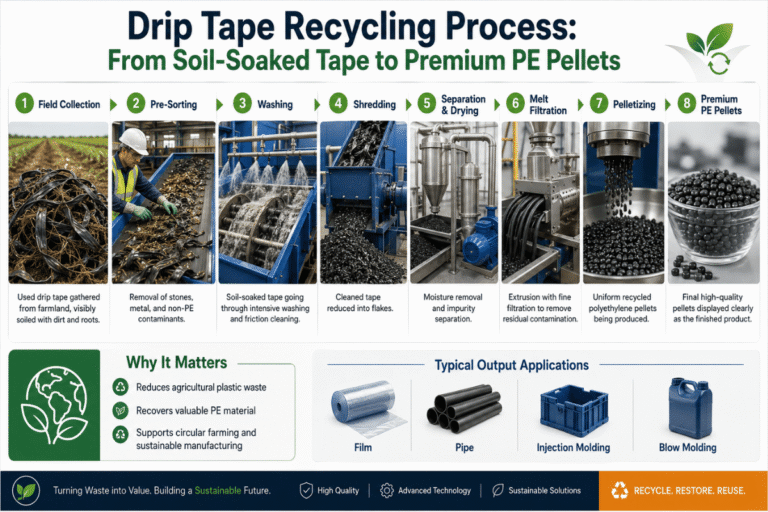 Drip Tape Recycling Process: From Soil-Soaked Tape to Premium PE Pellets