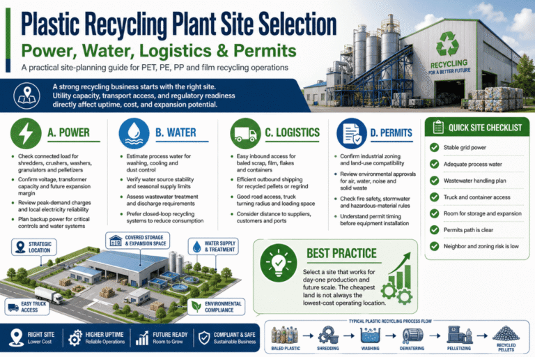 Plastic Recycling Plant Site Selection: Power, Water, Logistics & Permits