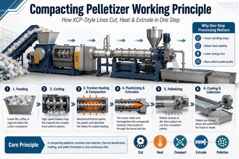 Compacting Pelletizer Working Principle: How KCP-Style Lines Cut, Heat & Extrude in One Step