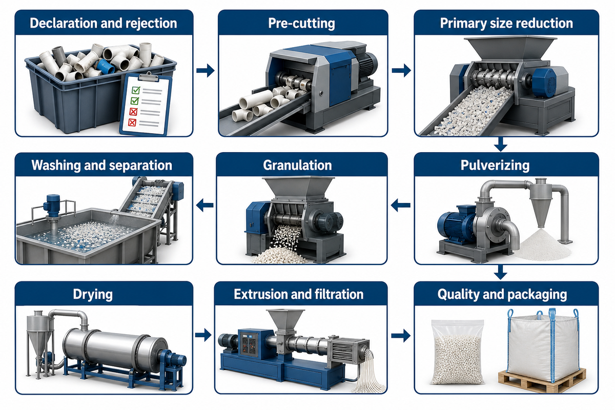 PVC Recycling Machine Types by Process Step - Kitech