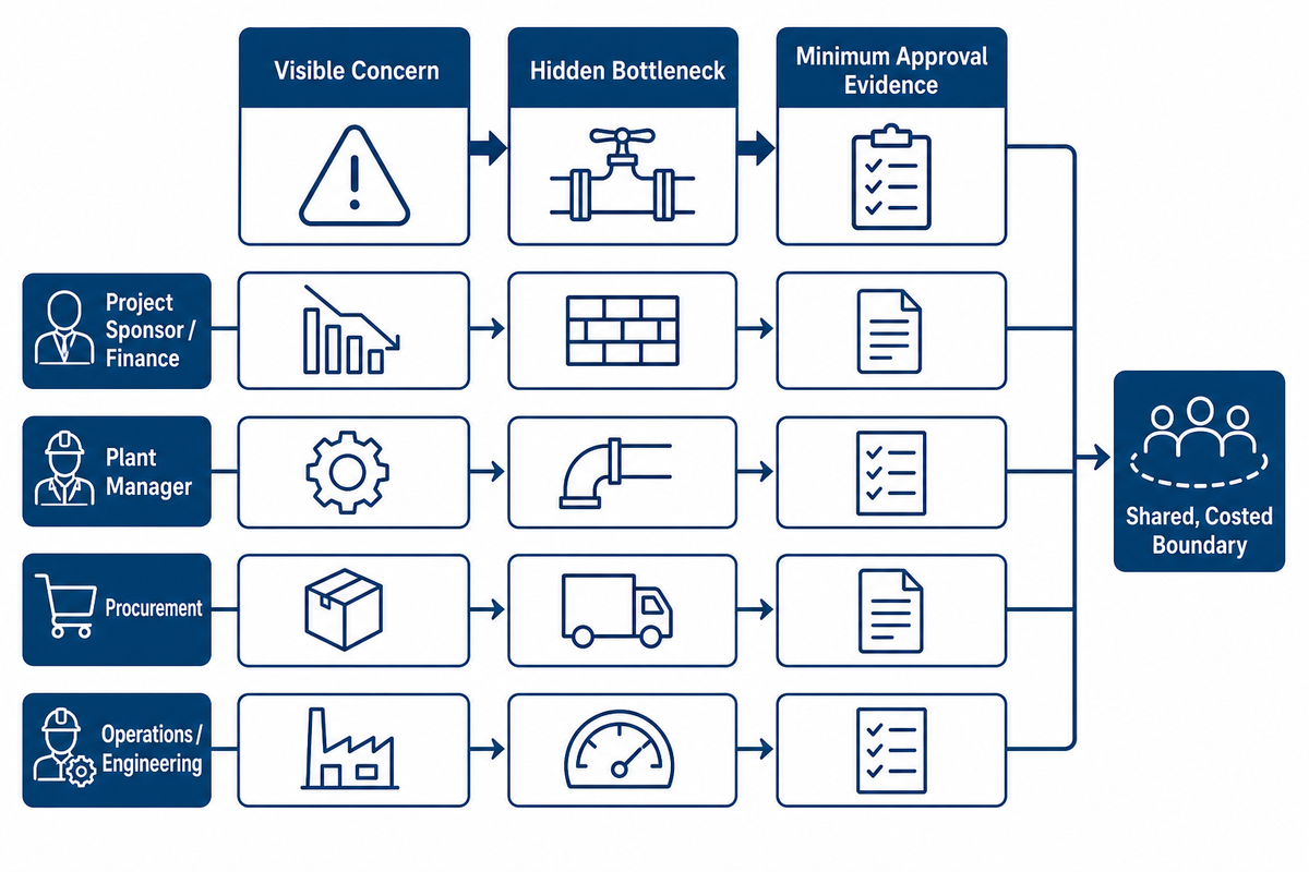Stakeholder bottleneck and approval-evidence board