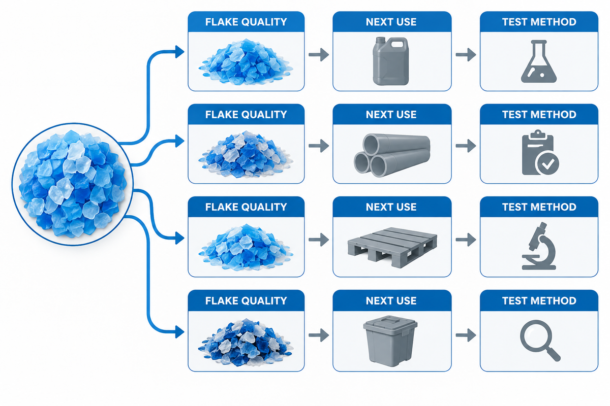 Drum-derived HDPE flake quality must be specified for its intended next use and test method.
