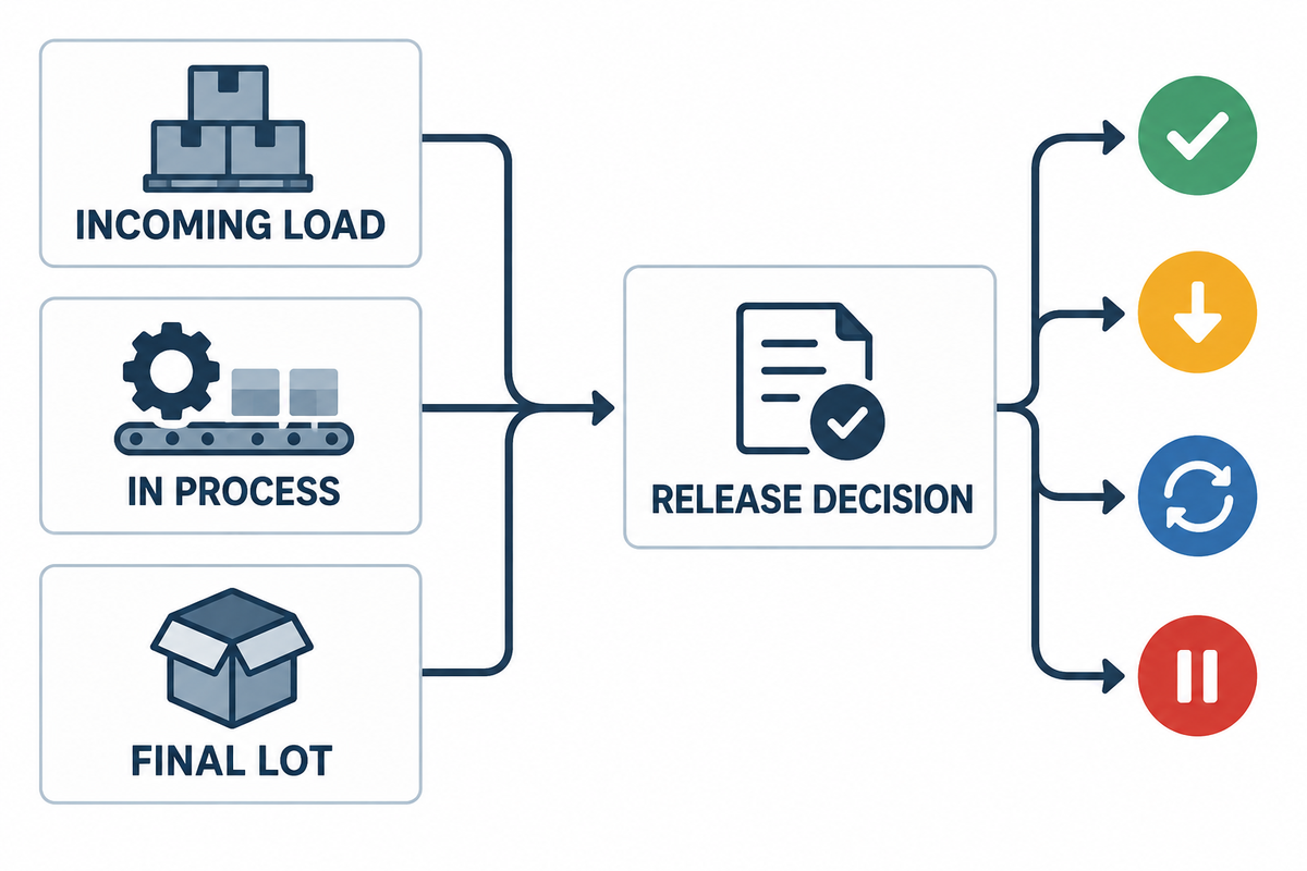 Three-layer HDPE acceptance plan from incoming load through final-lot release.