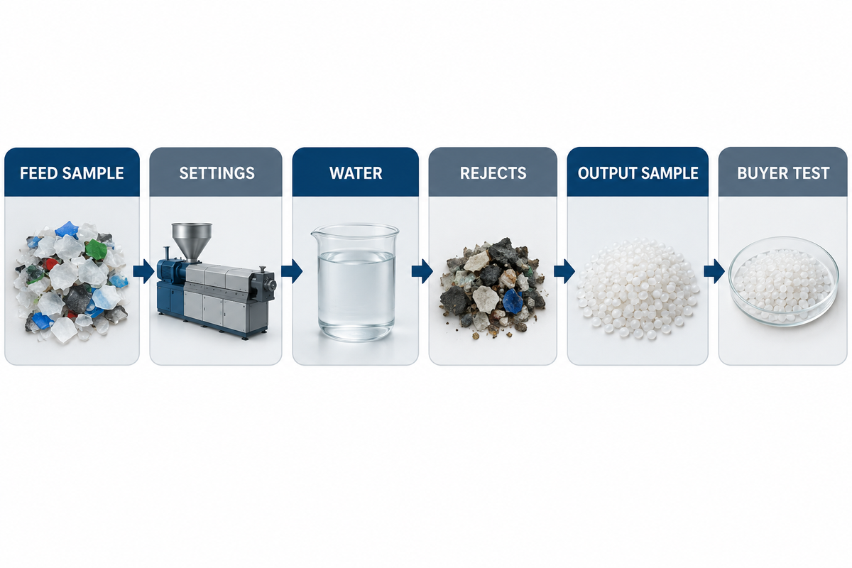 HDPE process trial evidence pack linking representative feed to buyer test results.